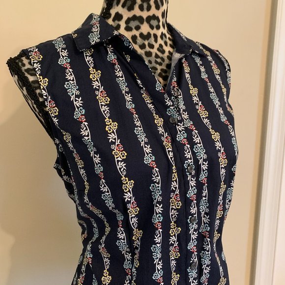 Charter Club Womens Cotton Pique Sleeveless Shirt Yellow Size 12